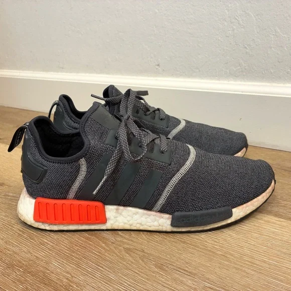 Adidas NMD R1 Black Gray Orange Men’s Size US 11.5 Boost Sneakers Pre-Owned